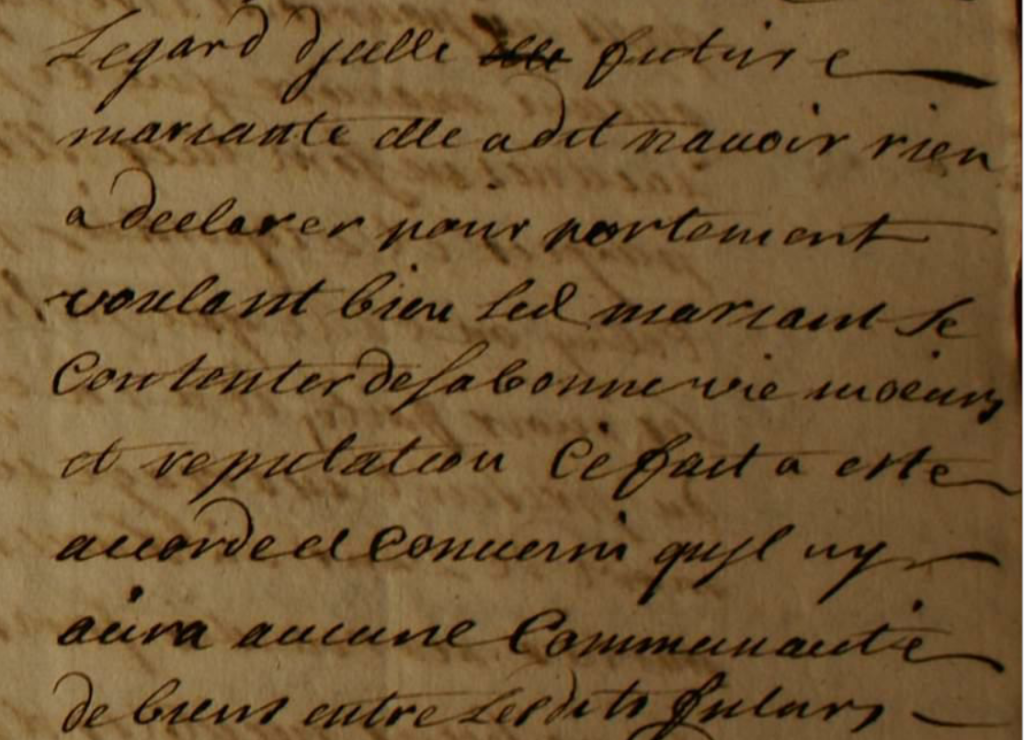 extrait du contrat de mariage Denis Darques